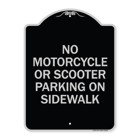 Signmission No Motorcycle or Scooter Parking on Sidewalk Heavy-Gauge Aluminum Sign, 24" x 18", BS-1824-23840 A-DES-BS-1824-23840
